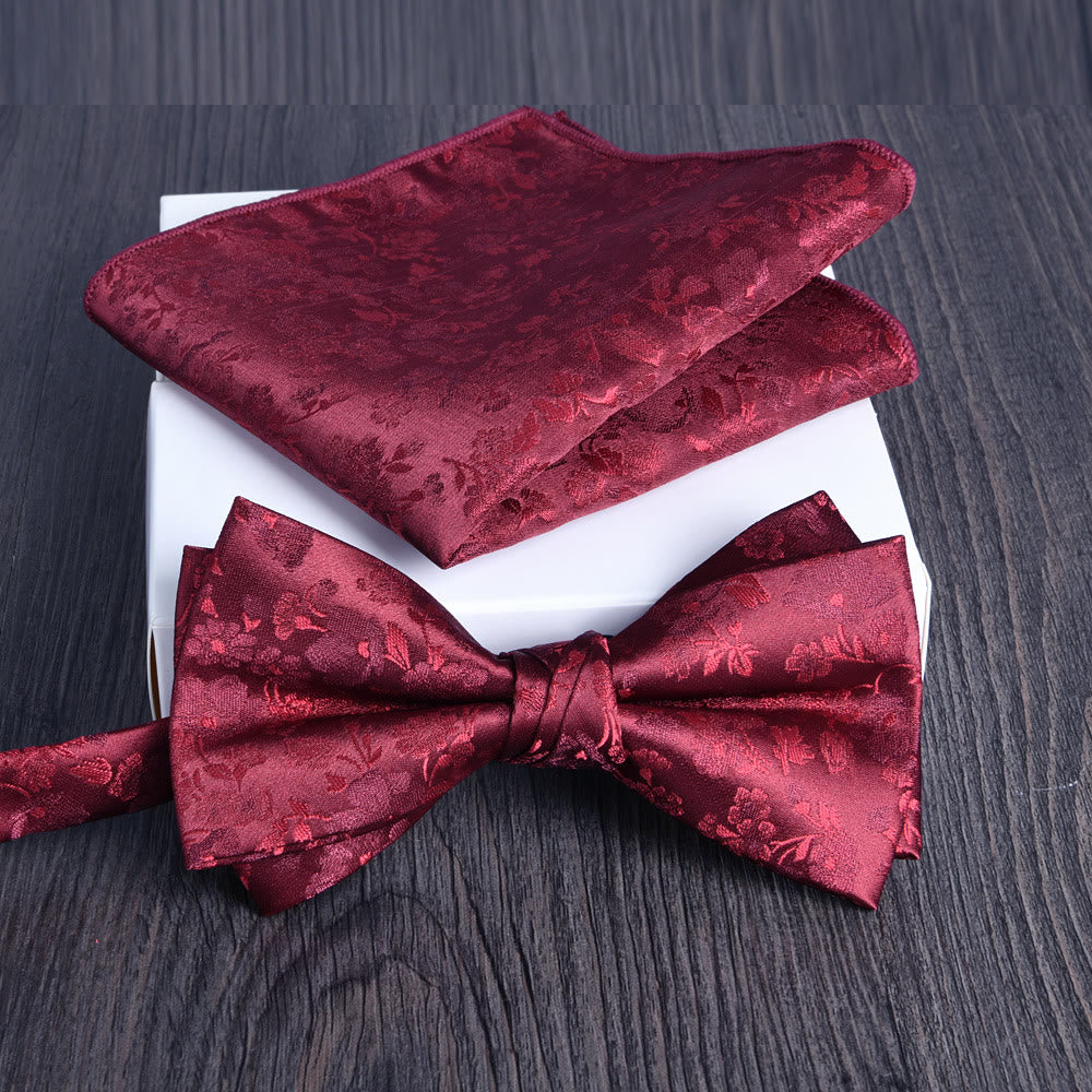 Ensemble de 2 pièces pour homme : nœud papillon et pochette en tissu brillant à motif floral - Style n° 10 - image 9