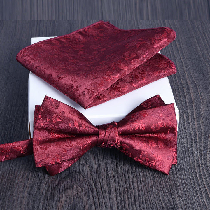 Ensemble de 2 pièces pour homme : nœud papillon et pochette en tissu brillant à motif floral - Style n° 10 - image 9