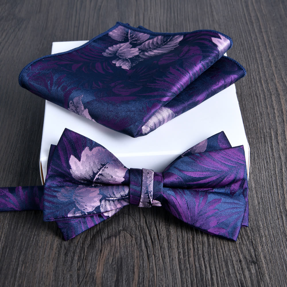 Ensemble de 2 pièces pour homme : nœud papillon et pochette en tissu brillant à motif floral - Style n° 13 - image 12
