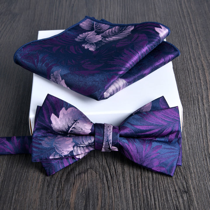 Ensemble de 2 pièces pour homme : nœud papillon et pochette en tissu brillant à motif floral - Style n° 13 - image 12