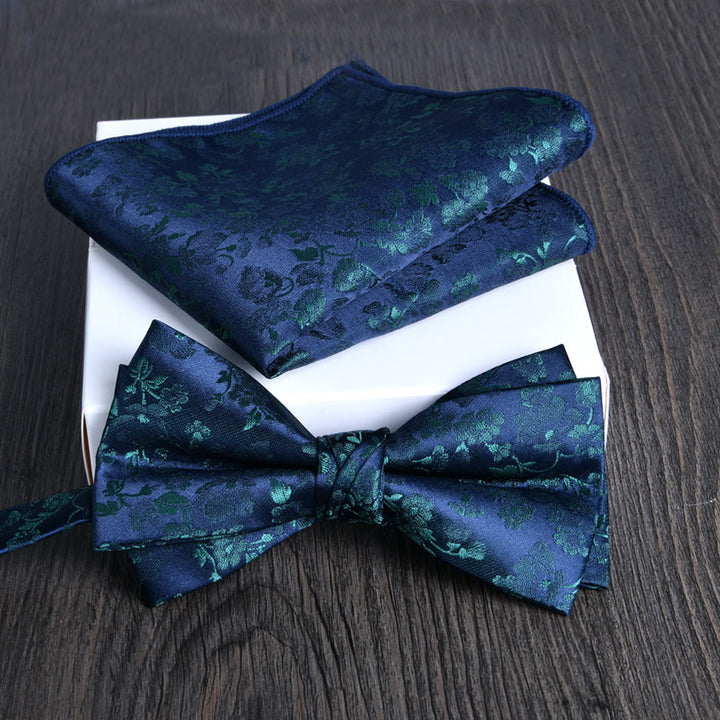 Ensemble de 2 pièces pour homme : nœud papillon et pochette en tissu brillant à motif floral - Style n° 11 - image 10