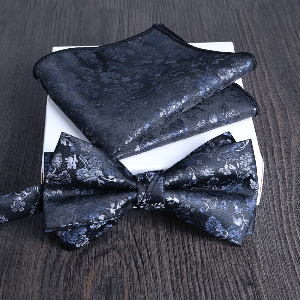 Ensemble de 2 pièces pour homme : nœud papillon et pochette en tissu brillant à motif floral - Style n° 12 - image 11