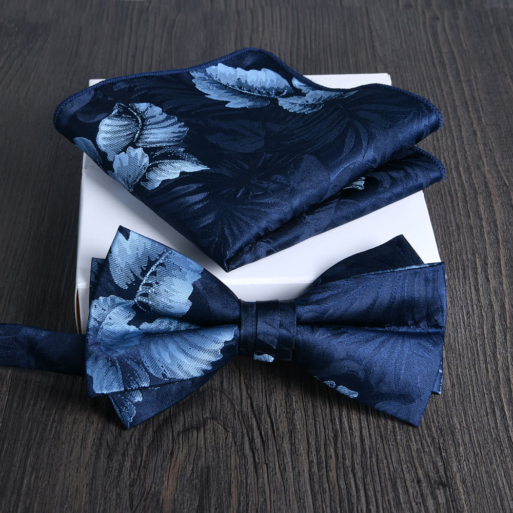 Ensemble de 2 pièces pour homme : nœud papillon et pochette en tissu brillant à motif floral - Style n° 14 - image 13