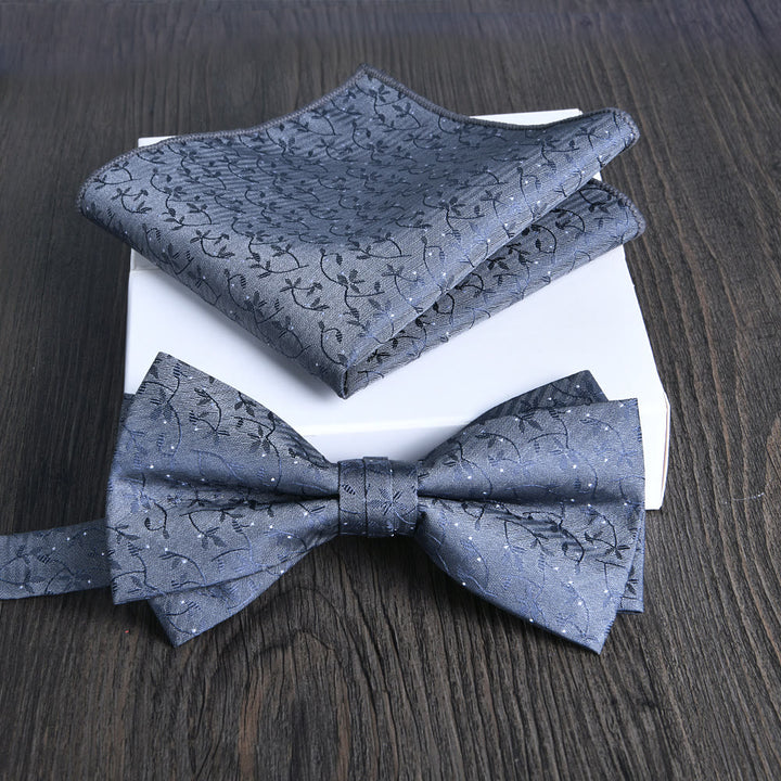 Ensemble de 2 pièces pour homme : nœud papillon et pochette en tissu brillant à motif floral - Style n° 8 - image 7