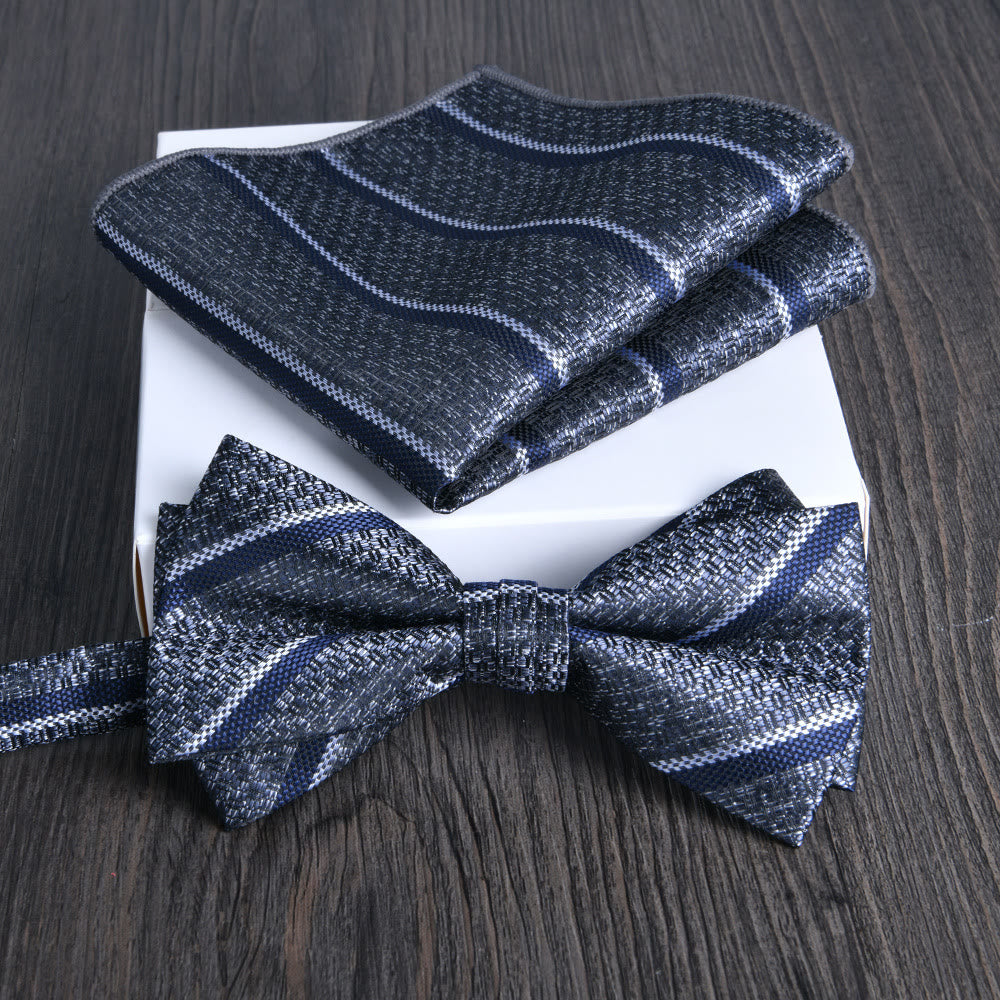 Ensemble de 2 pièces pour homme : nœud papillon et pochette en tissu brillant à motif floral - Style n° 19 - image 18