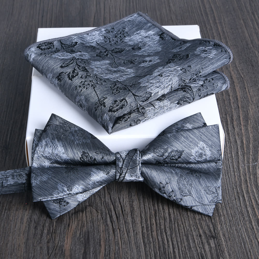 Ensemble de 2 pièces pour homme : nœud papillon et pochette en tissu brillant à motif floral - Style n° 18 - image 17
