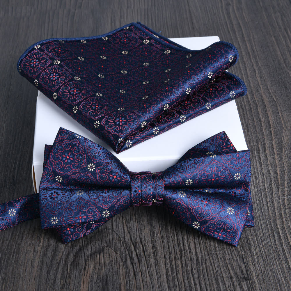 Ensemble de 2 pièces pour homme : nœud papillon et pochette en tissu brillant à motif floral - Style n° 17 - image 16