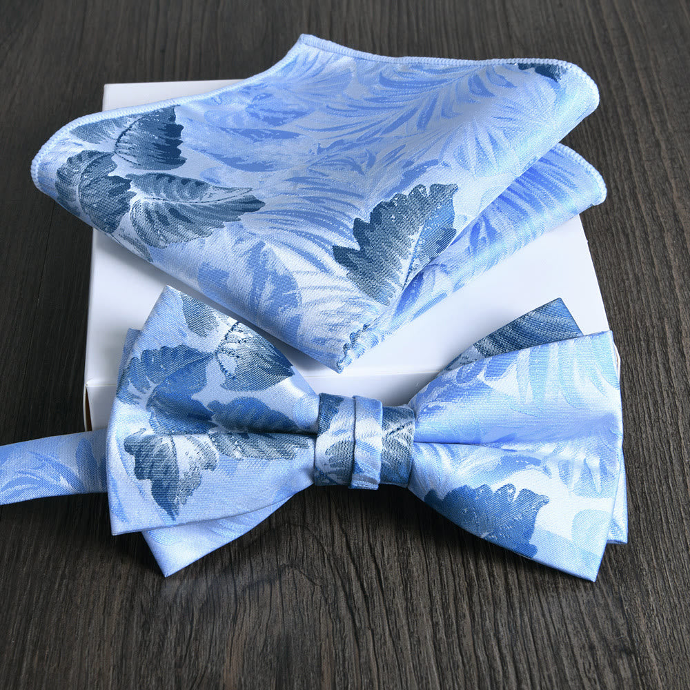 Ensemble de 2 pièces pour homme : nœud papillon et pochette en tissu brillant à motif floral - Style n° 16 - image 15