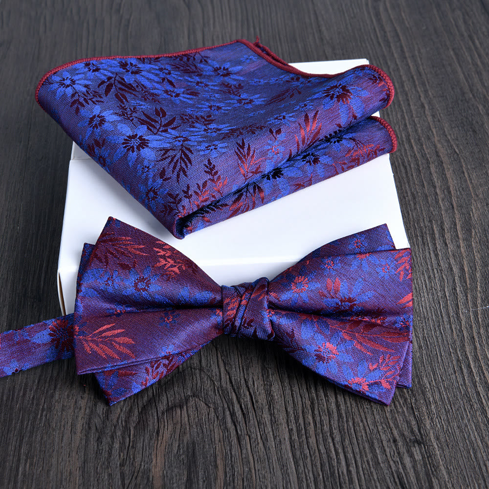 Ensemble de 2 pièces pour homme : nœud papillon et pochette en tissu brillant à motif floral - Style n° 21 - image 20