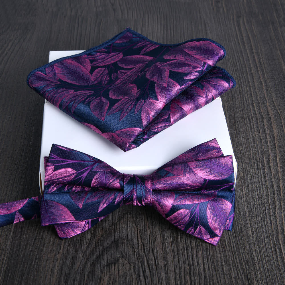 Ensemble de 2 pièces pour homme : nœud papillon et pochette en tissu brillant à motif floral - Style n° 27 - image 26