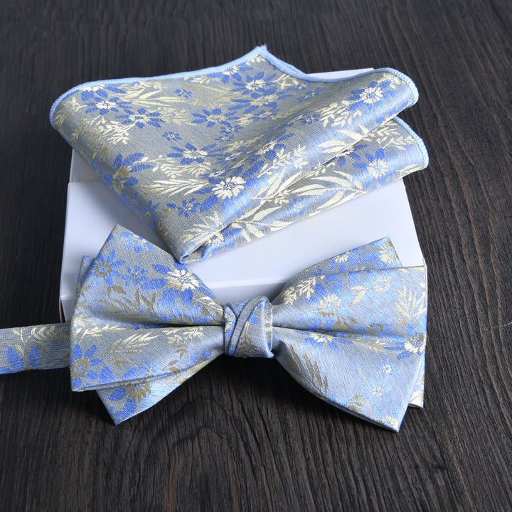 Ensemble de 2 pièces pour homme : nœud papillon et pochette en tissu brillant à motif floral - Style n° 23 - image 22