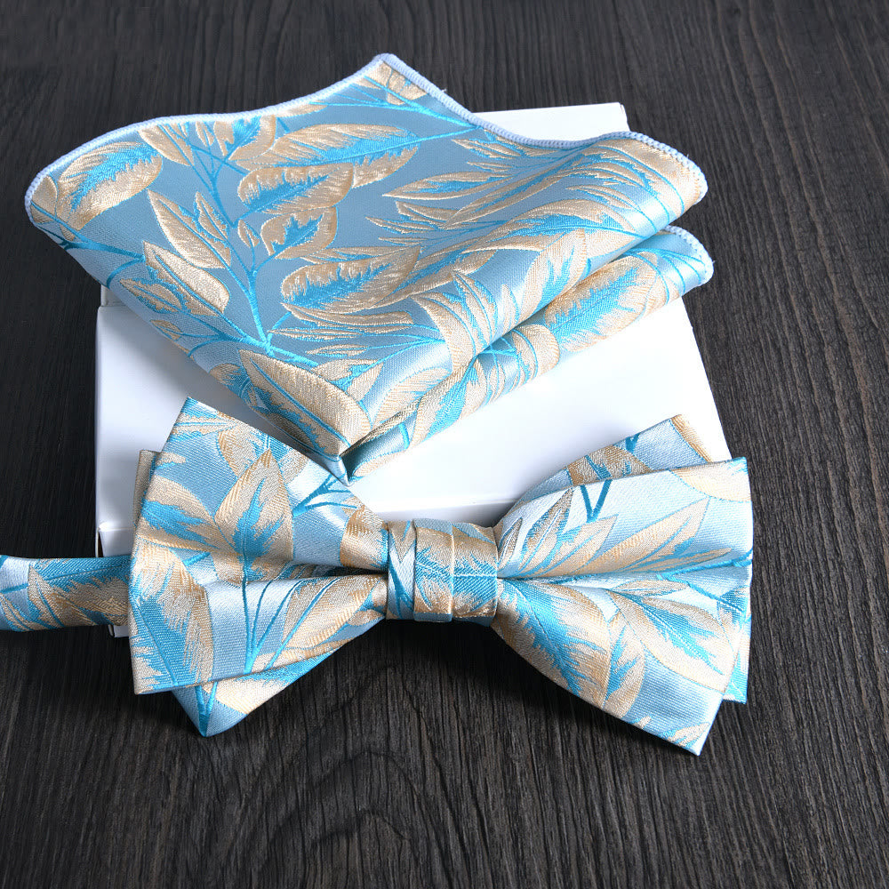 Ensemble de 2 pièces pour homme : nœud papillon et pochette en tissu brillant à motif floral - Style n° 26 - image 25