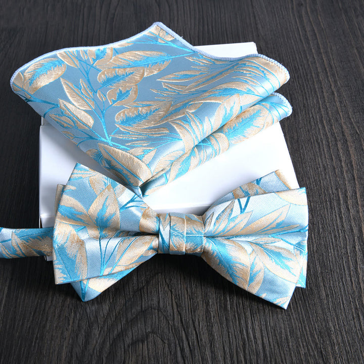 Ensemble de 2 pièces pour homme : nœud papillon et pochette en tissu brillant à motif floral - Style n° 26 - image 25