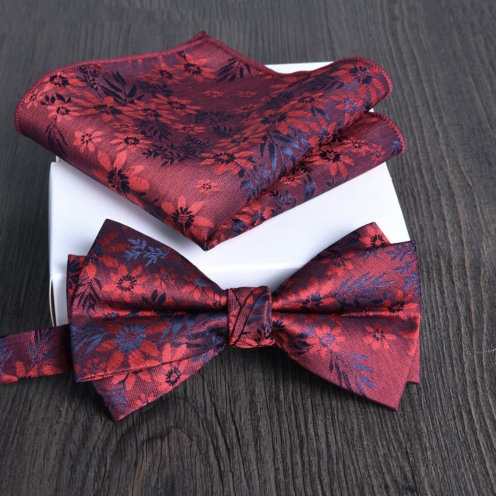 Ensemble de 2 pièces pour homme : nœud papillon et pochette en tissu brillant à motif floral - Style n° 22 - image 21