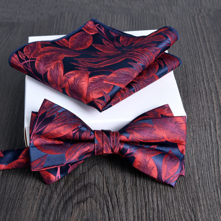 Ensemble de 2 pièces pour homme : nœud papillon et pochette en tissu brillant à motif floral - Style n° 24 - image 23