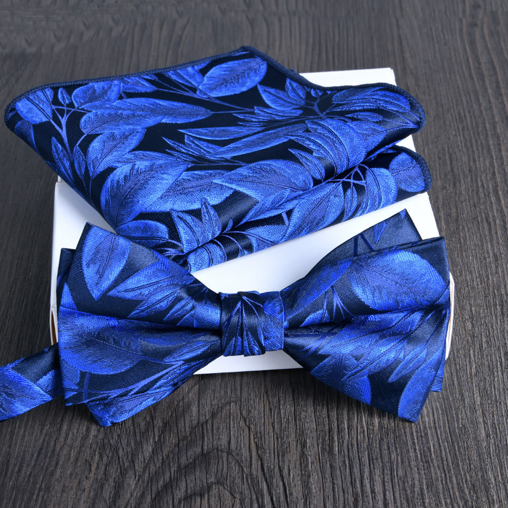 Ensemble de 2 pièces pour homme : nœud papillon et pochette en tissu brillant à motif floral - Style n° 25 - image 24