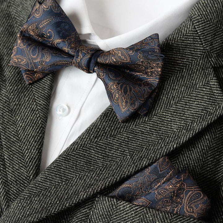 Ensemble de 5 cravates bleu foncé à motif cachemire pour homme - image 2