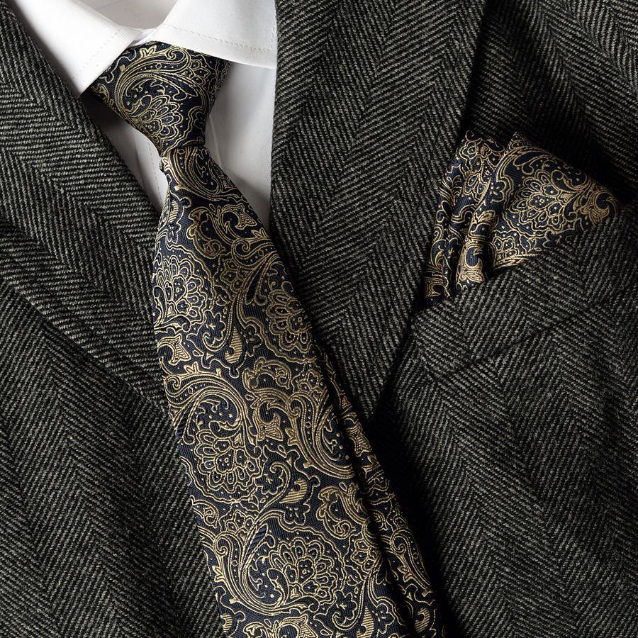Ensemble de 5 cravates grises à motif cachemire pour homme - image 1