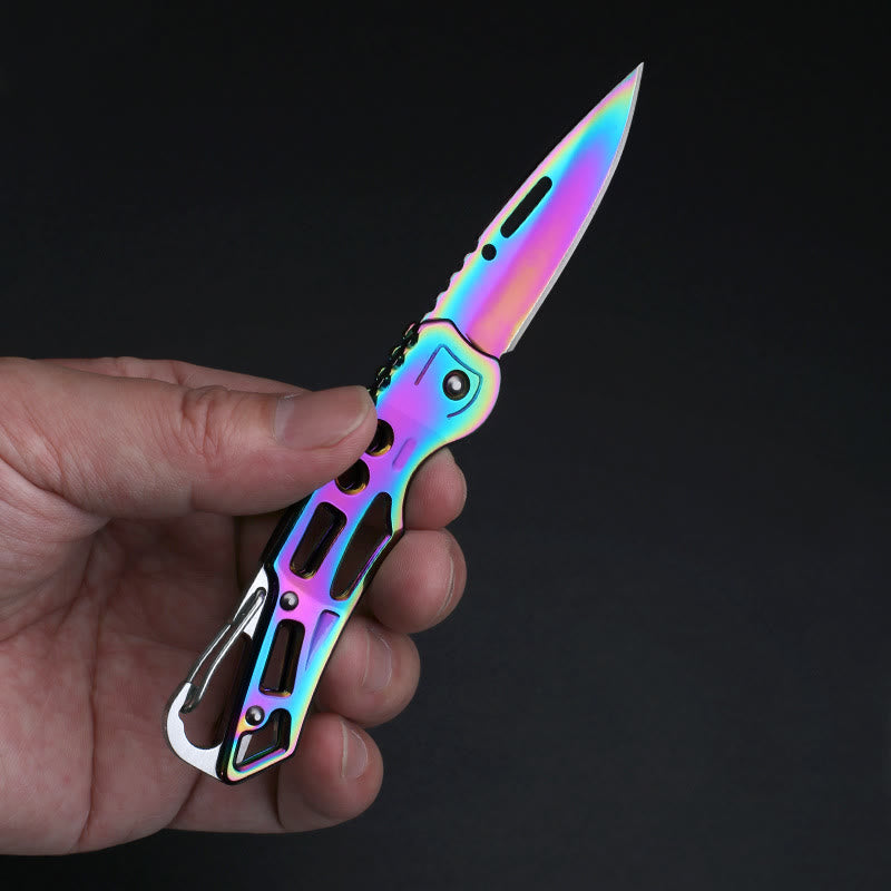 Couteau pliant multifonctionnel coloré et pratique avec porte-clés EDC - image 3