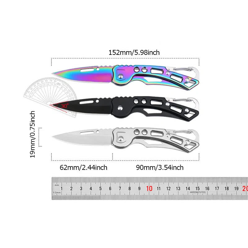 Couteau pliant multifonctionnel coloré et pratique avec porte-clés EDC - image 7
