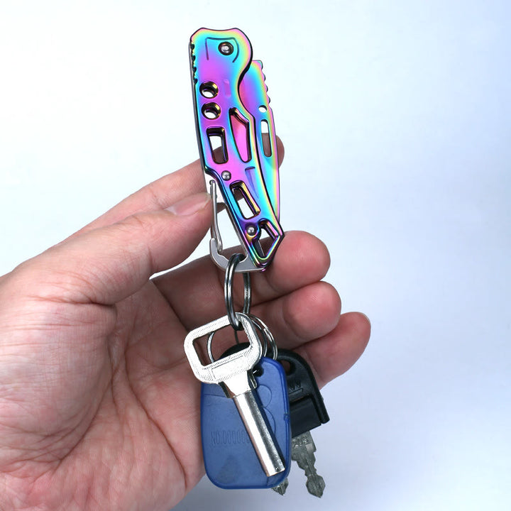 Couteau pliant multifonctionnel coloré et pratique avec porte-clés EDC - image 4