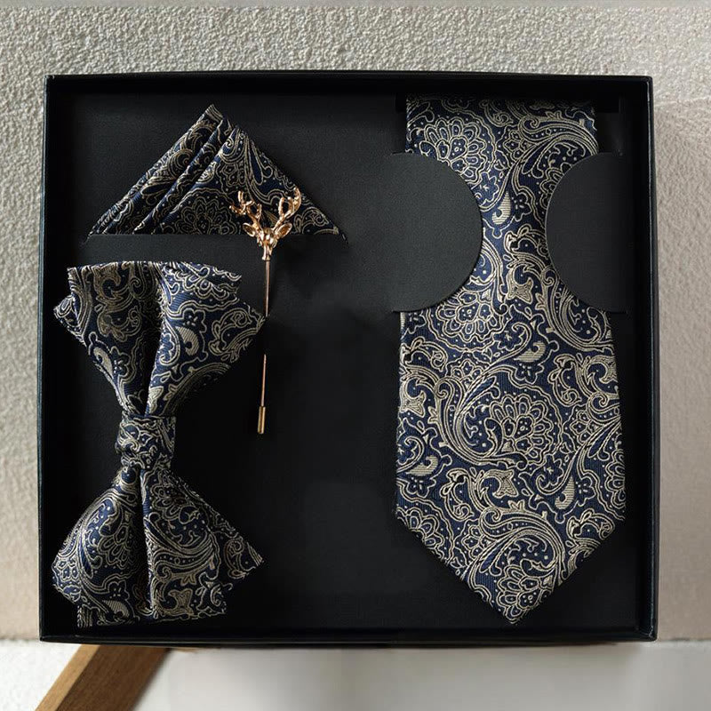 Ensemble de 5 cravates grises à motif cachemire pour homme - 5 pièces - image 0