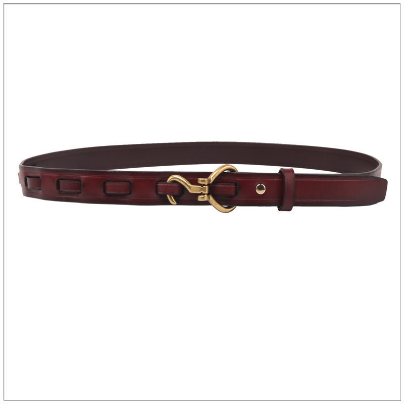 Ceinture en cuir pour femme, fine et élégante, avec boucle ardillon dorée - Caramel - 36 - image 7