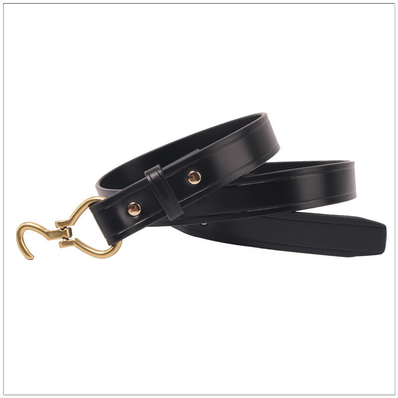 Ceinture en cuir pour femme, fine et élégante, avec boucle ardillon dorée - image 3