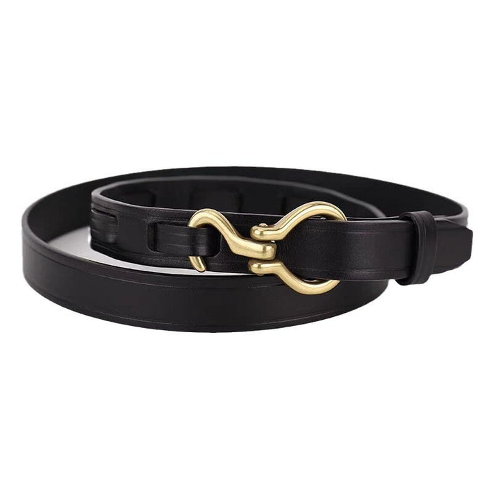 Ceinture en cuir pour femme, fine et élégante, avec boucle ardillon dorée - Noir - 36 - image 0