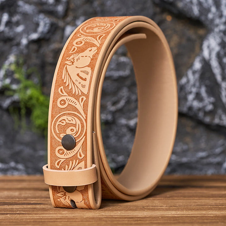 Ceinture en cuir à motif western (sans boucle) à faire soi-même - Chameau - 46 - image 0