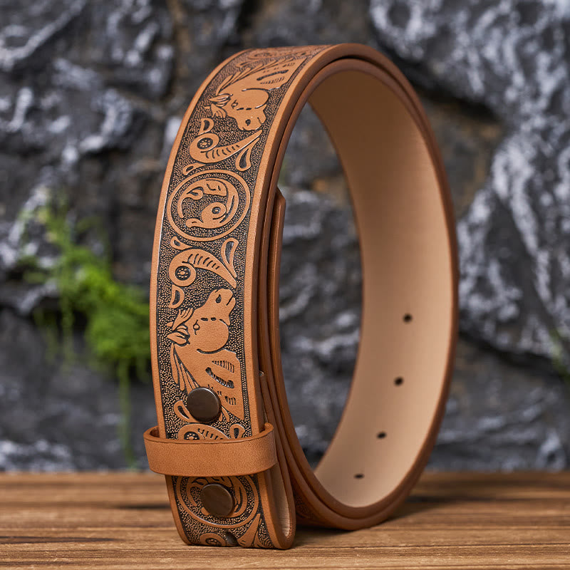 Ceinture en cuir à motif western (sans boucle) à faire soi-même - Brun clair - 46 - image 8