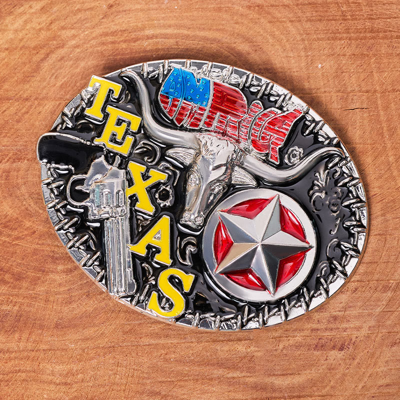 Ceinture en cuir style Texas Longhorn et étoile avec boucle à faire soi-même - image 1