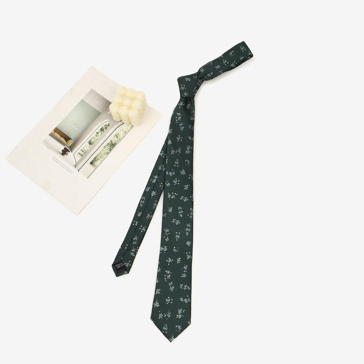 Cravate pour homme vert foncé à motif fantaisiste, nouée à la main - image 6