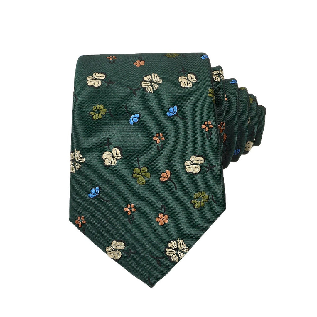 Cravate pour homme vert foncé à motif fantaisiste, nouée à la main - Style n° 4 - image 7
