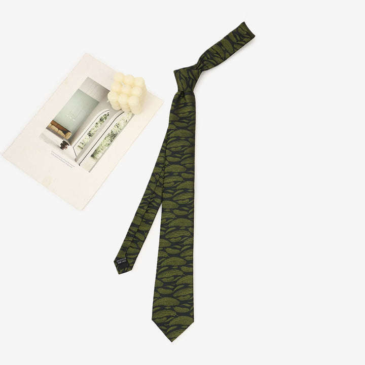 Cravate pour homme vert foncé à motif fantaisiste, nouée à la main - image 4