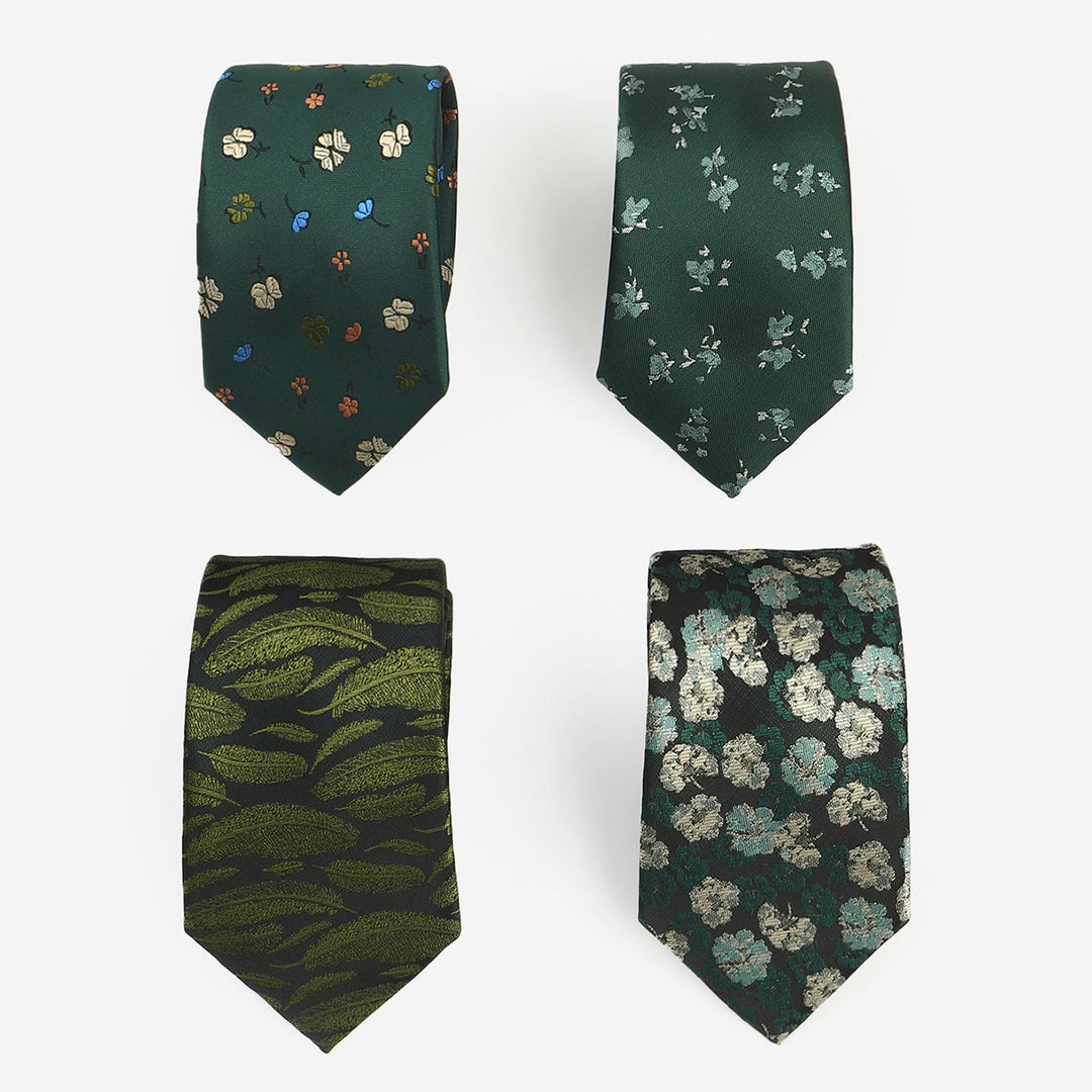 Cravate pour homme vert foncé à motif fantaisiste, nouée à la main - image 0