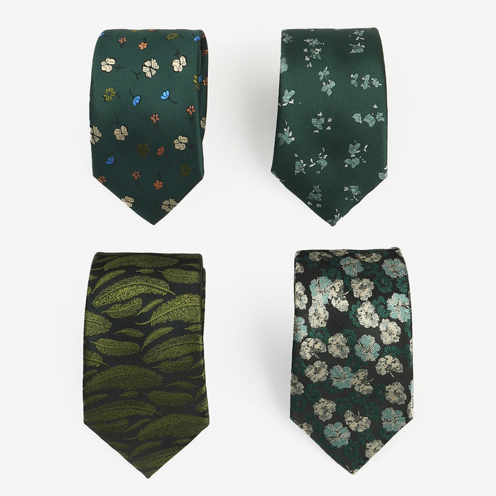 Cravate pour homme vert foncé à motif fantaisiste, nouée à la main - image 0