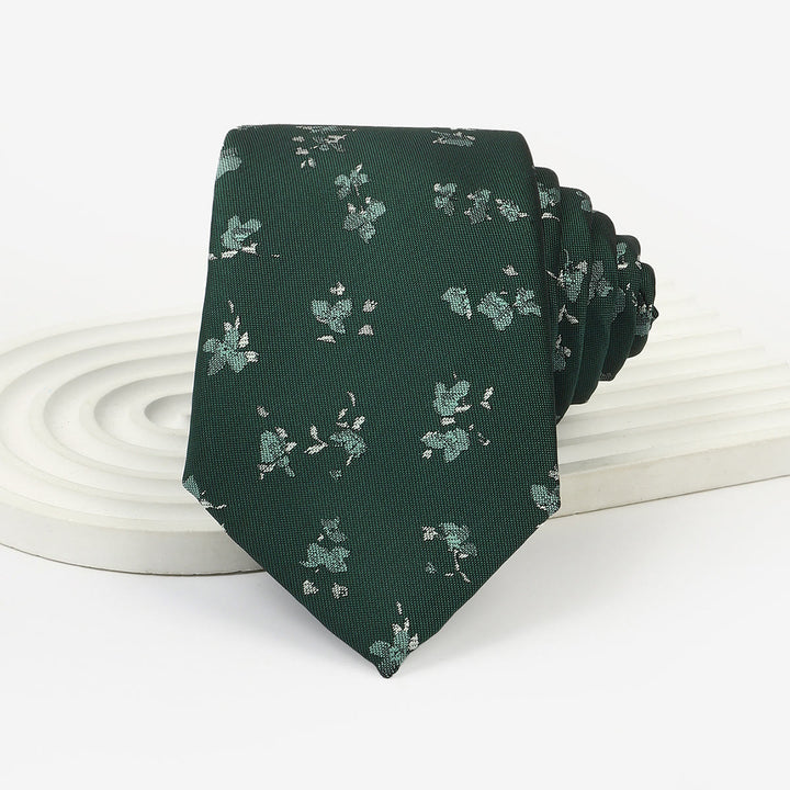 Cravate pour homme vert foncé à motif fantaisiste, nouée à la main - Style n° 3 - image 5