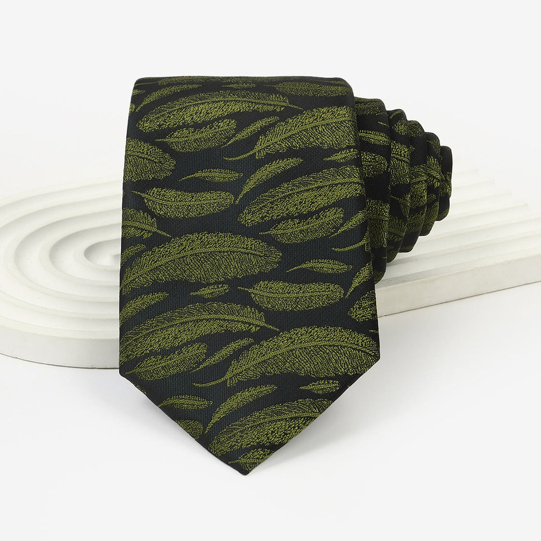 Cravate pour homme vert foncé à motif fantaisiste, nouée à la main - Style n° 2 - image 3