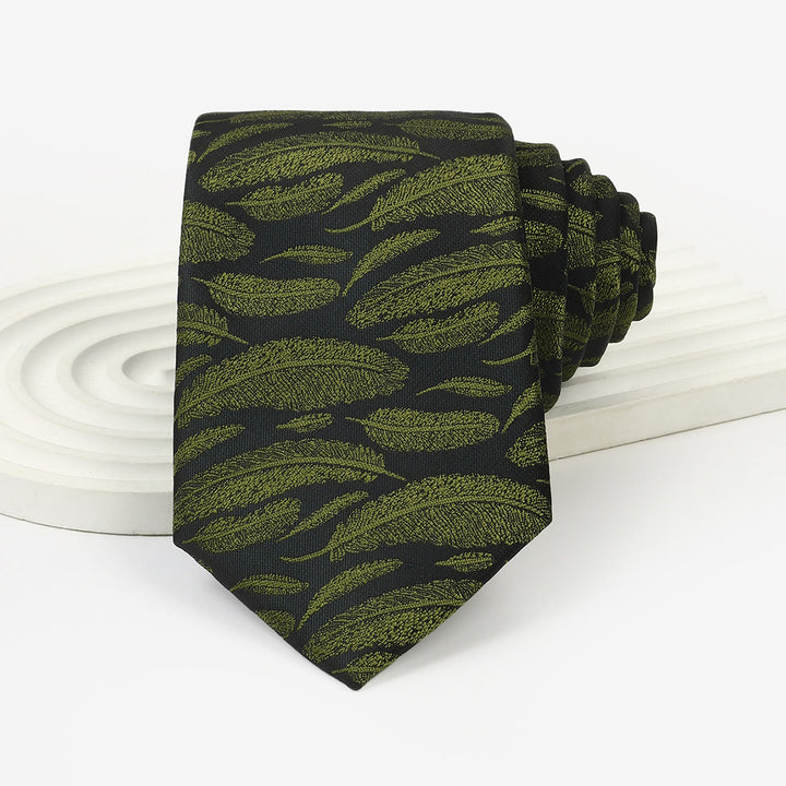 Cravate pour homme vert foncé à motif fantaisiste, nouée à la main - Style n° 2 - image 3