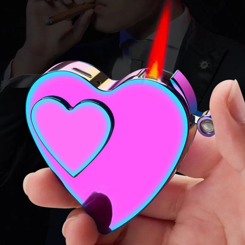 Briquet à double allumage gaz/électrique coloré en forme d'amour romantique - image 2