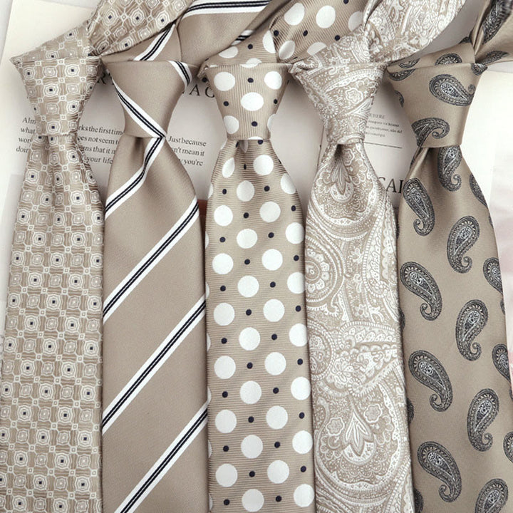 Cravates beiges polyvalentes pour hommes, à motifs variés - image 0