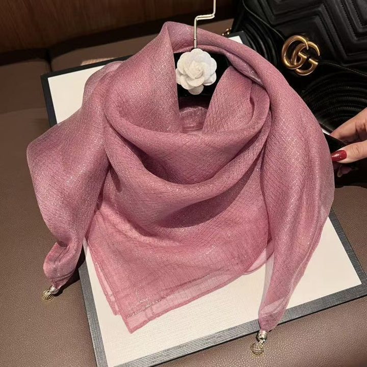 Écharpe fluide, légère et texturée pour femme, ornée de détails raffinés. - Rose - image 0