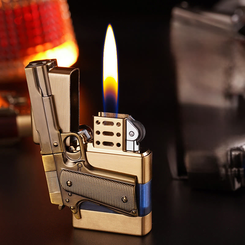 Briquet à butane style pistolet à texture métallique créative - image 4