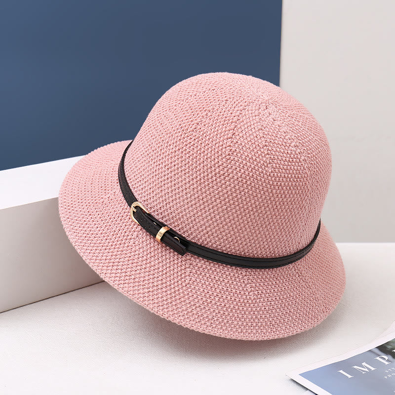 Bob pour femme avec lanière en cuir tricoté et décoration - Rose - M (22-22 7/8") - image 8