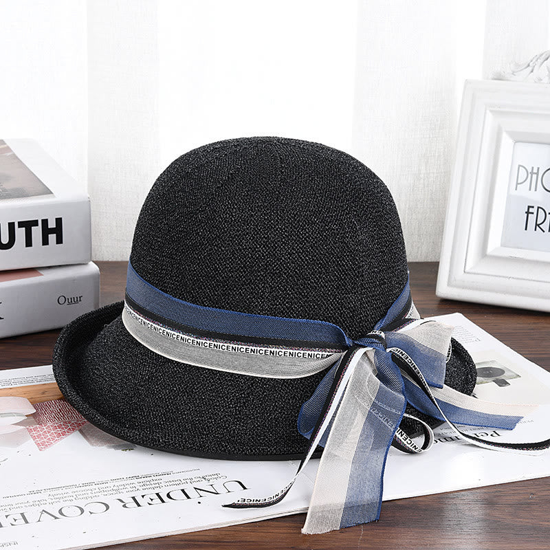 Bob pour femme avec nœud en ruban tricoté - Noir - M (22 1/2'') - image 1