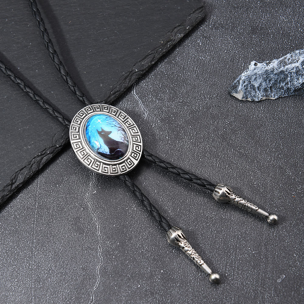 Cravate bolo western Mystic Fox Night Scene - Bleu - image 4