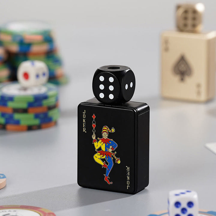 Briquet à butane rechargeable en forme de dé rotatif PokerShape - Joker noir - image 12
