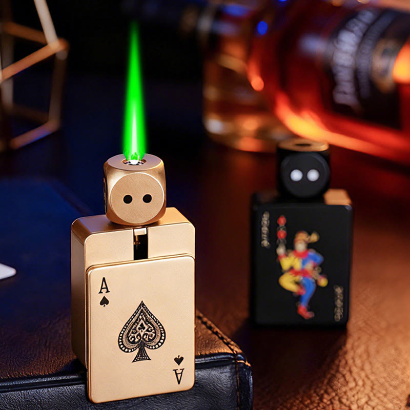Briquet à butane rechargeable en forme de dé rotatif PokerShape - image 0