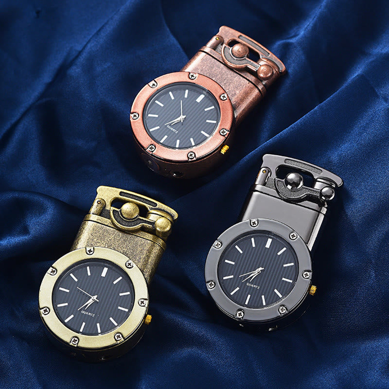 Briquet gonflable à butane rétro à bascule avec horloge - image 6